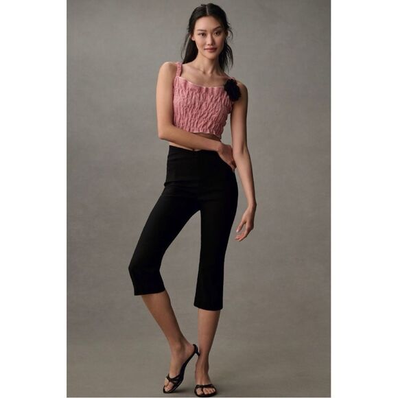 NEW Anthropologie Maeve Black Structured Bombshell Capri Pants Size 0 or 00 - Picture 1 of 5